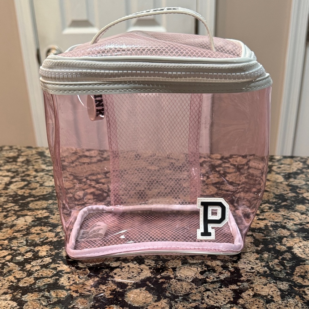PINK Victoria's Secret plastic / Mesh Cosmetic Bag